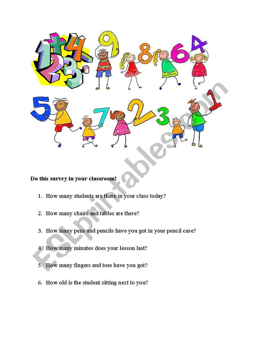 Numbers (Do this survey in the classroom)