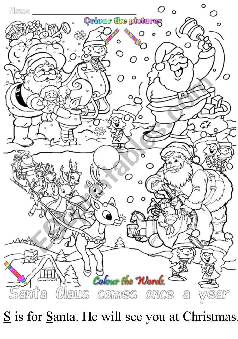 S is for Santa worksheet