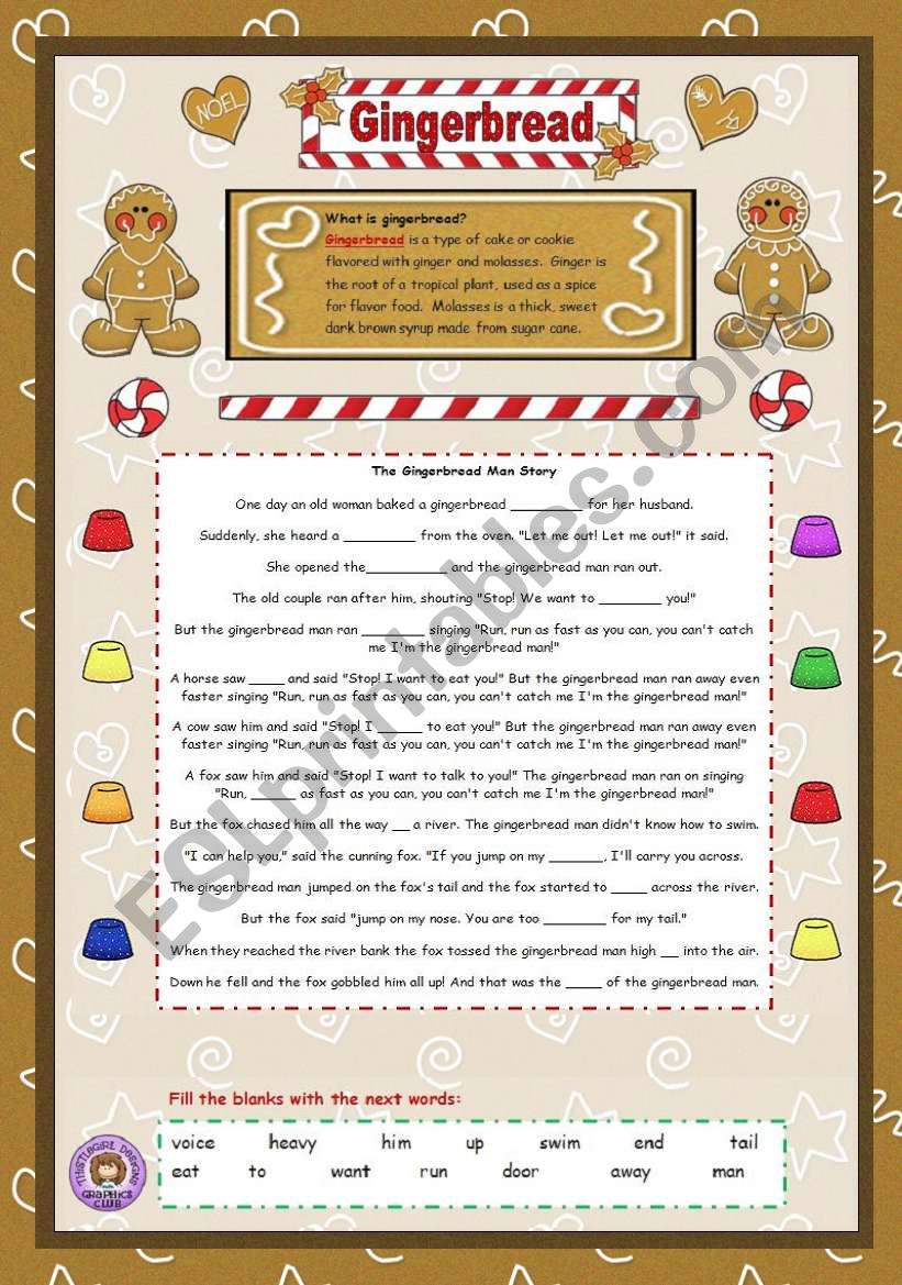 Gingerbread man Story worksheet