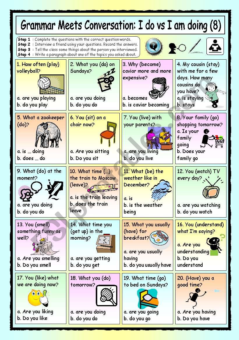 Grammar Meets Conversation: I do vs IÂ´m doing (8) - Asking for Information