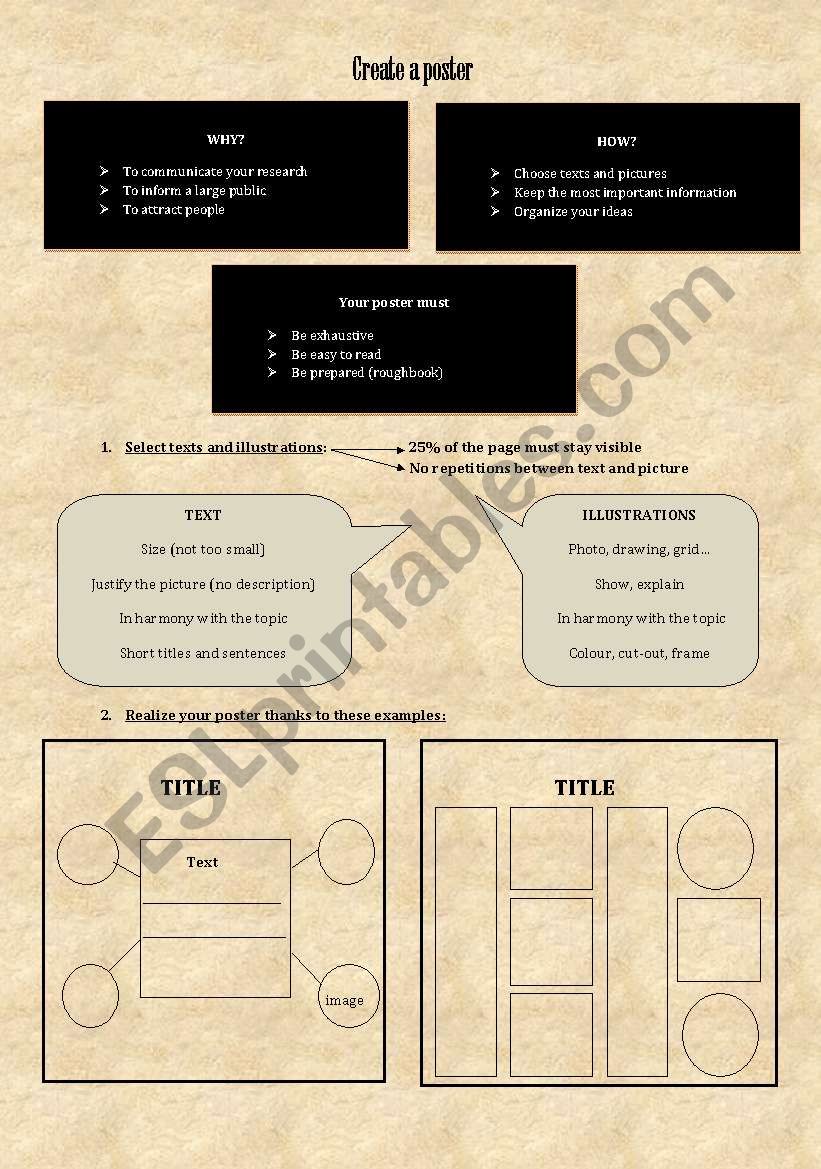 Methodology: create a poster worksheet