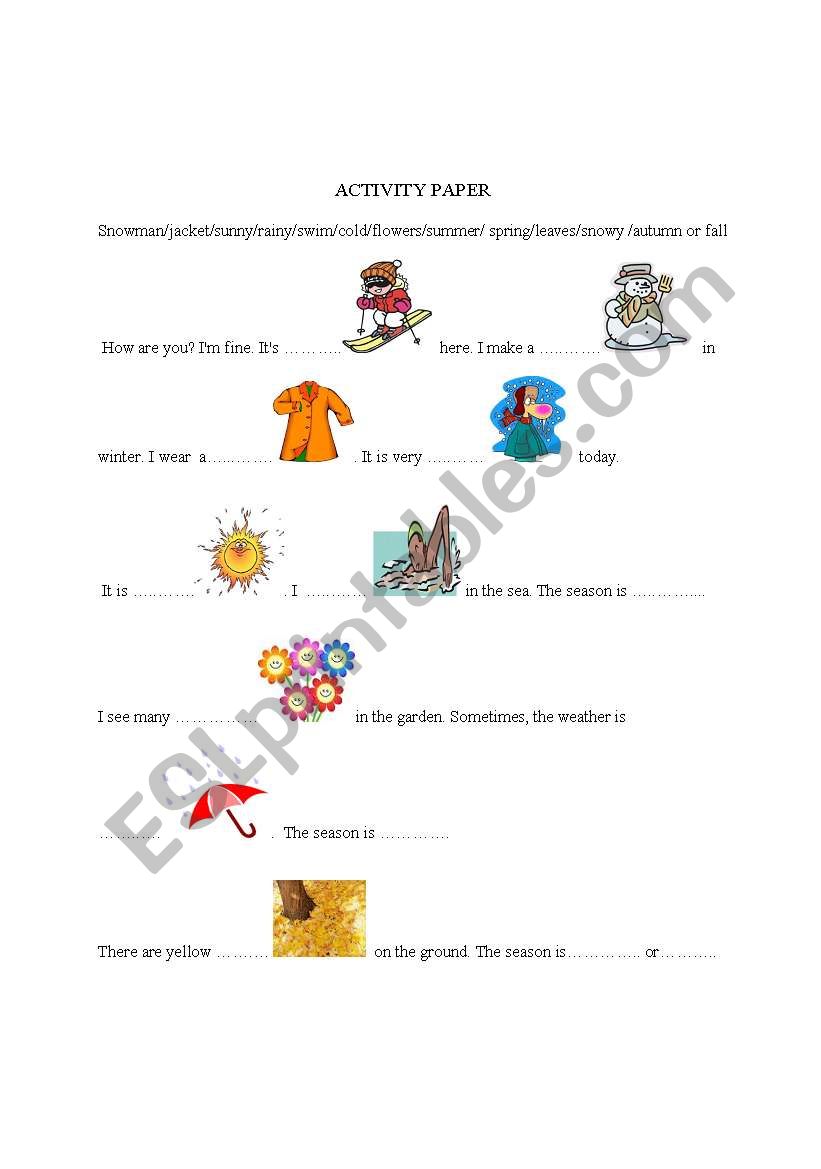 seasons worksheet