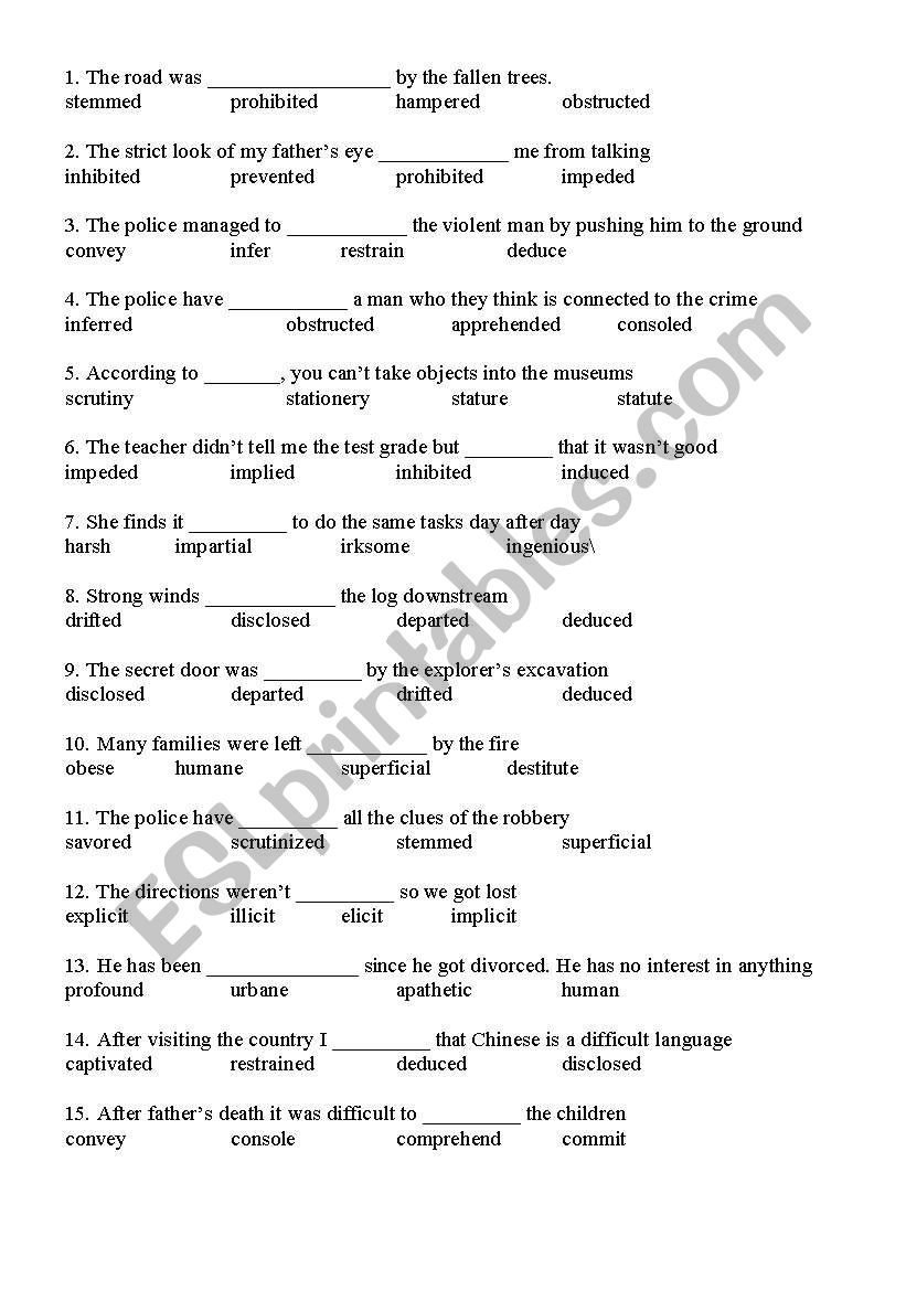 vocabulary exercise ECPE worksheet