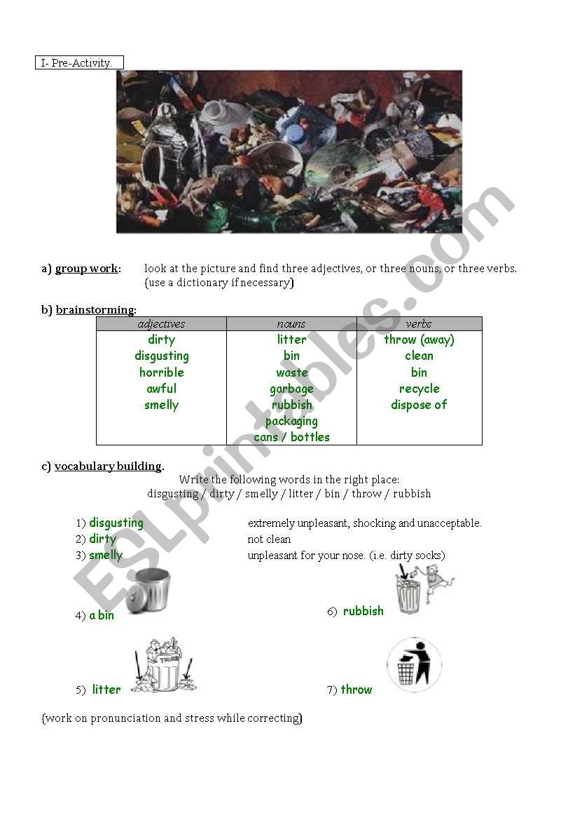 the third step of the lesson plan on recycling