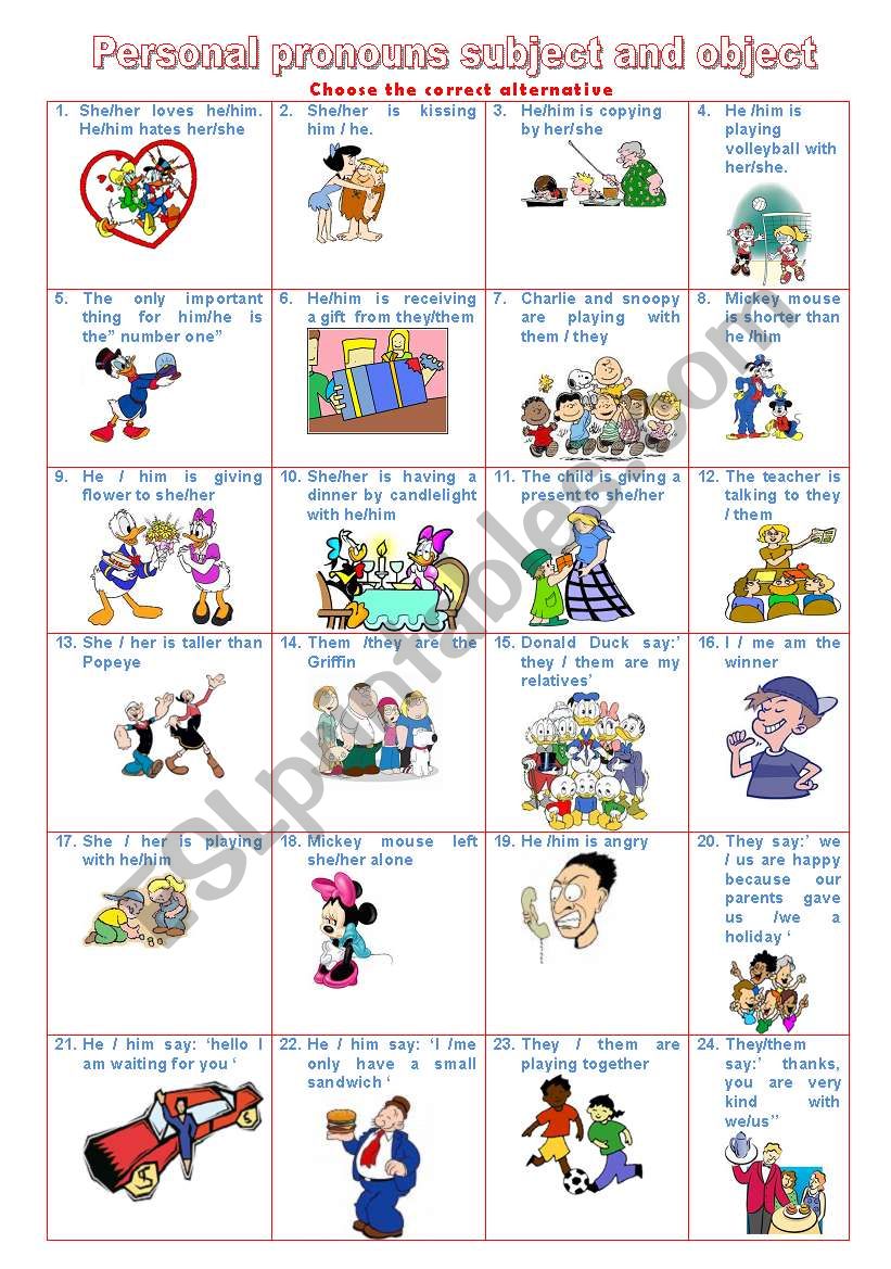 personal pronouns subject and object -PART B