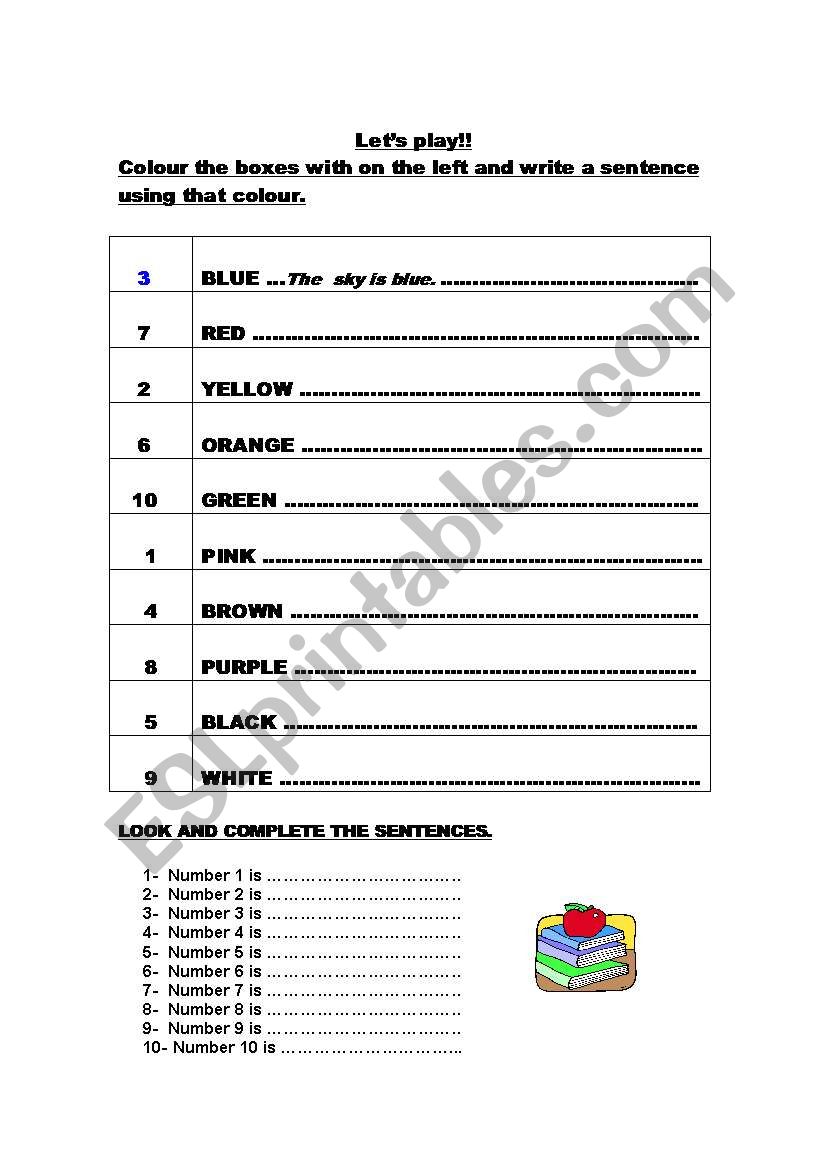 Colours worksheet