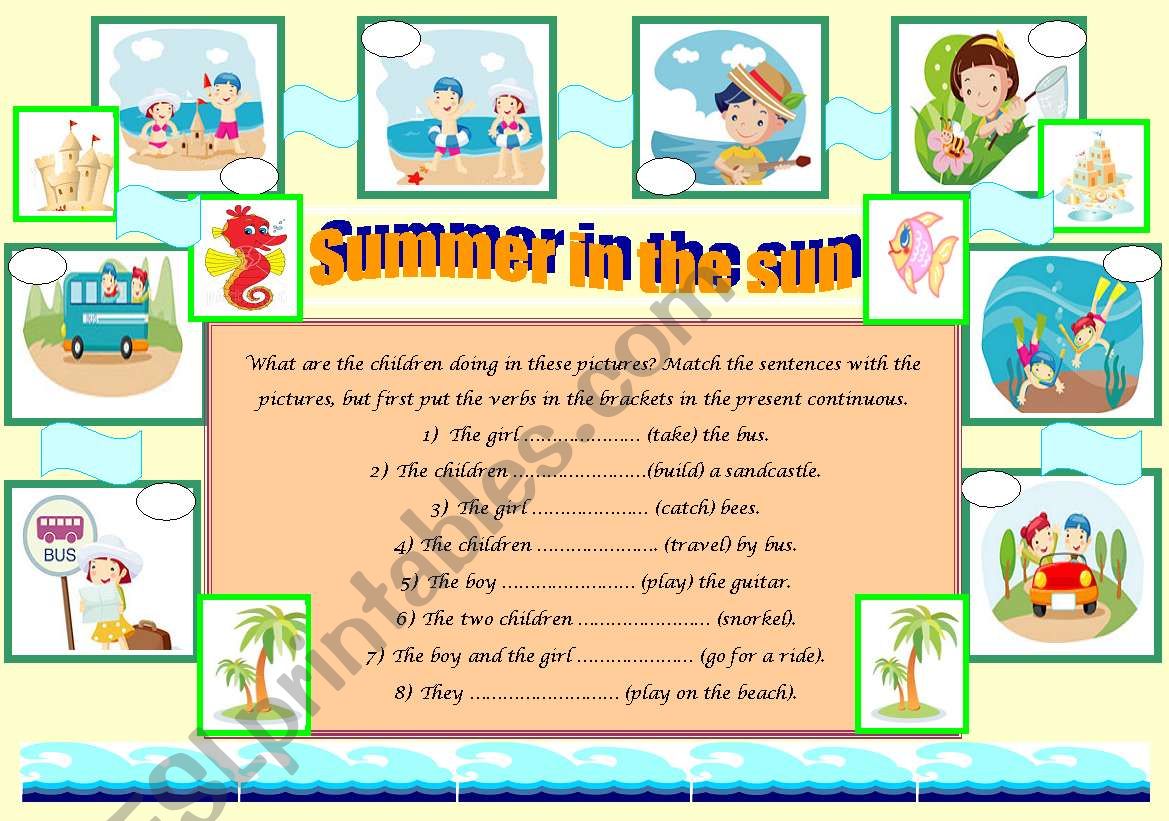 Summer in the sun worksheet