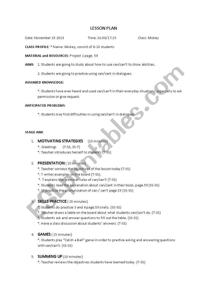 can/cant  worksheet
