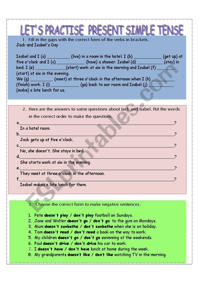 Lets Practise Present Simple Tense