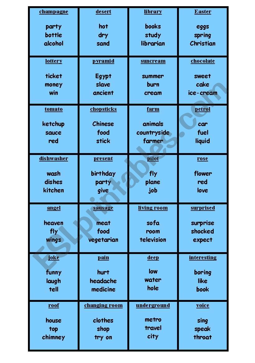 Taboo words - elementary worksheet