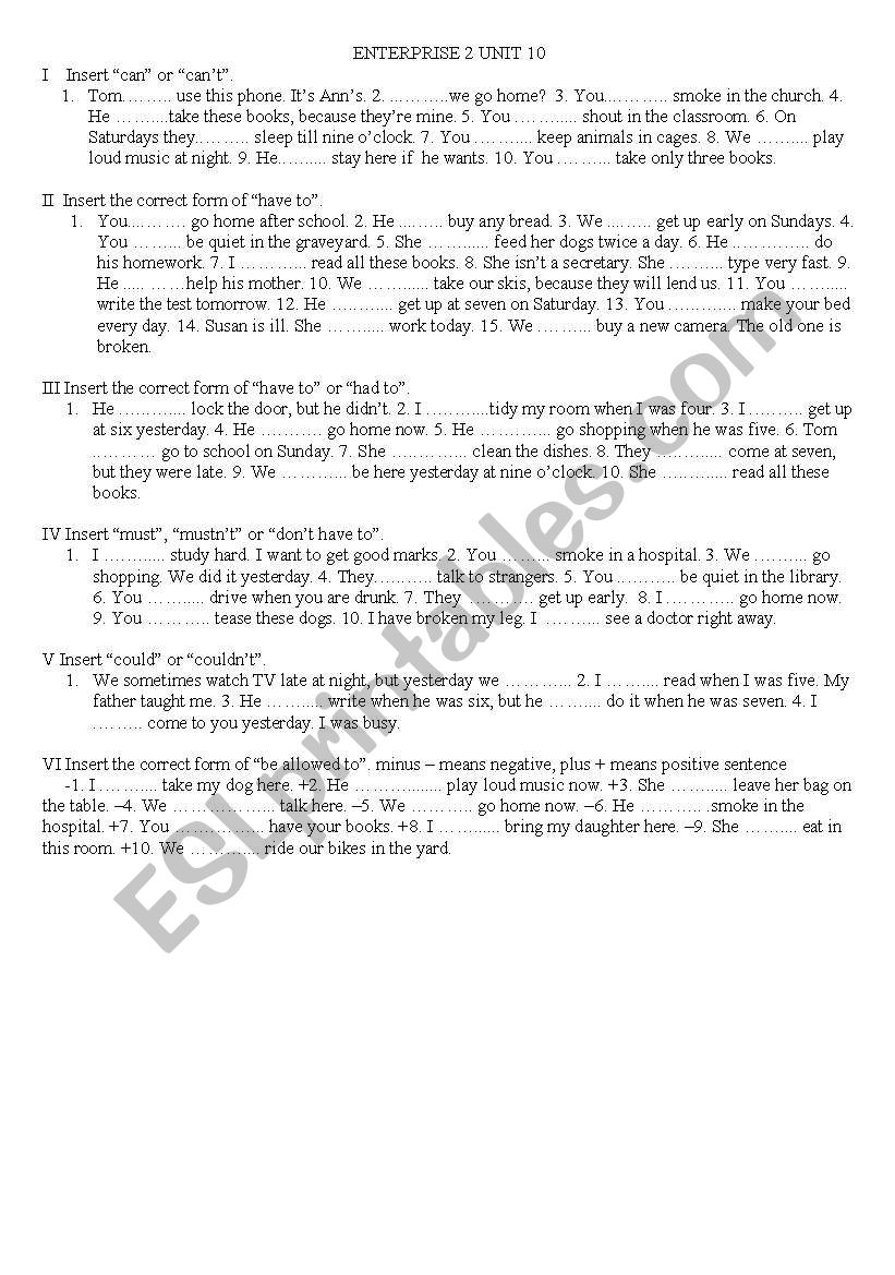 Enterprise 2 unit 10 grammar test