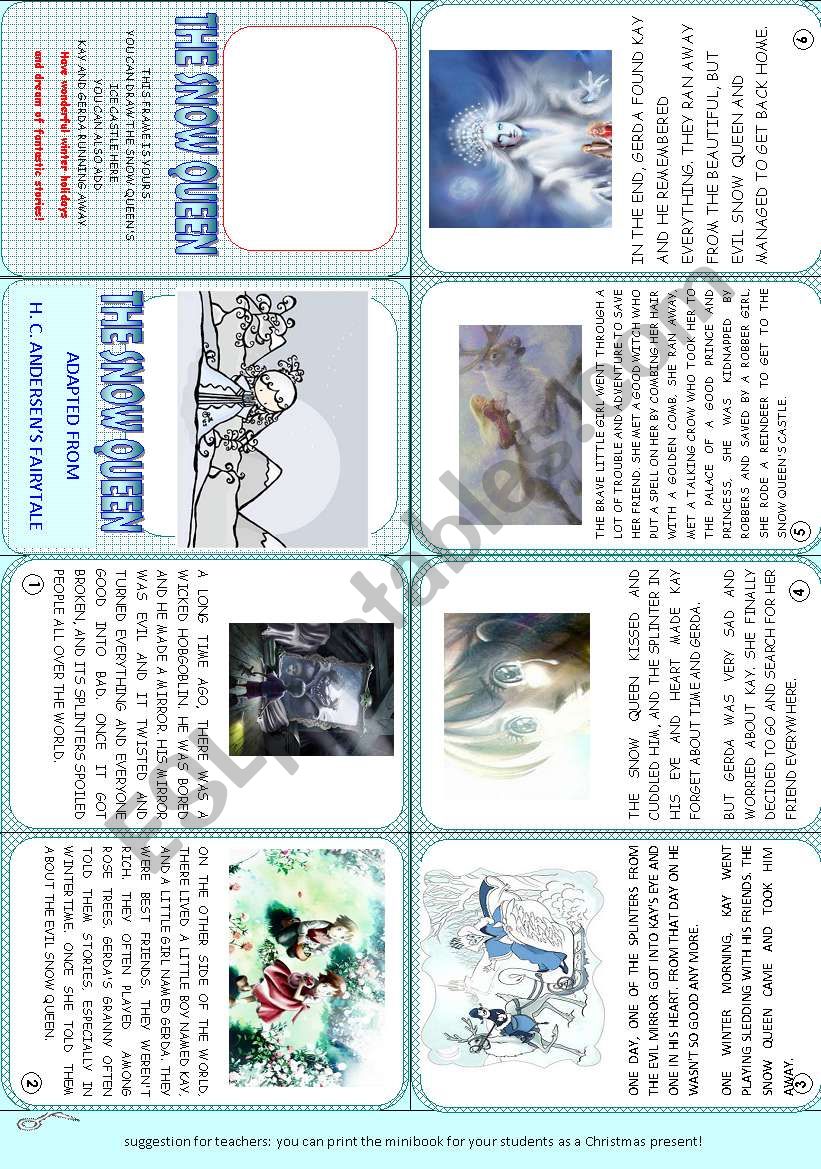 THE SNOW QUEEN MINIBOOK worksheet