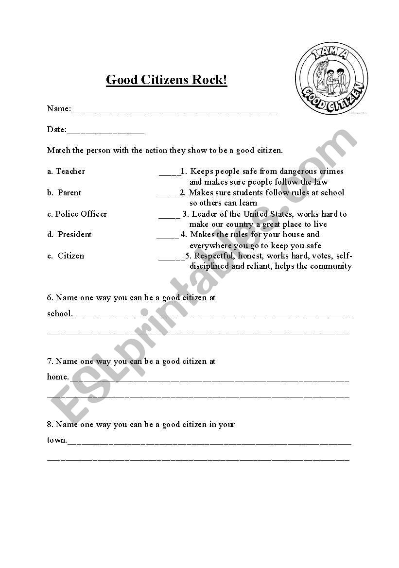 Good Citizens Rock! worksheet