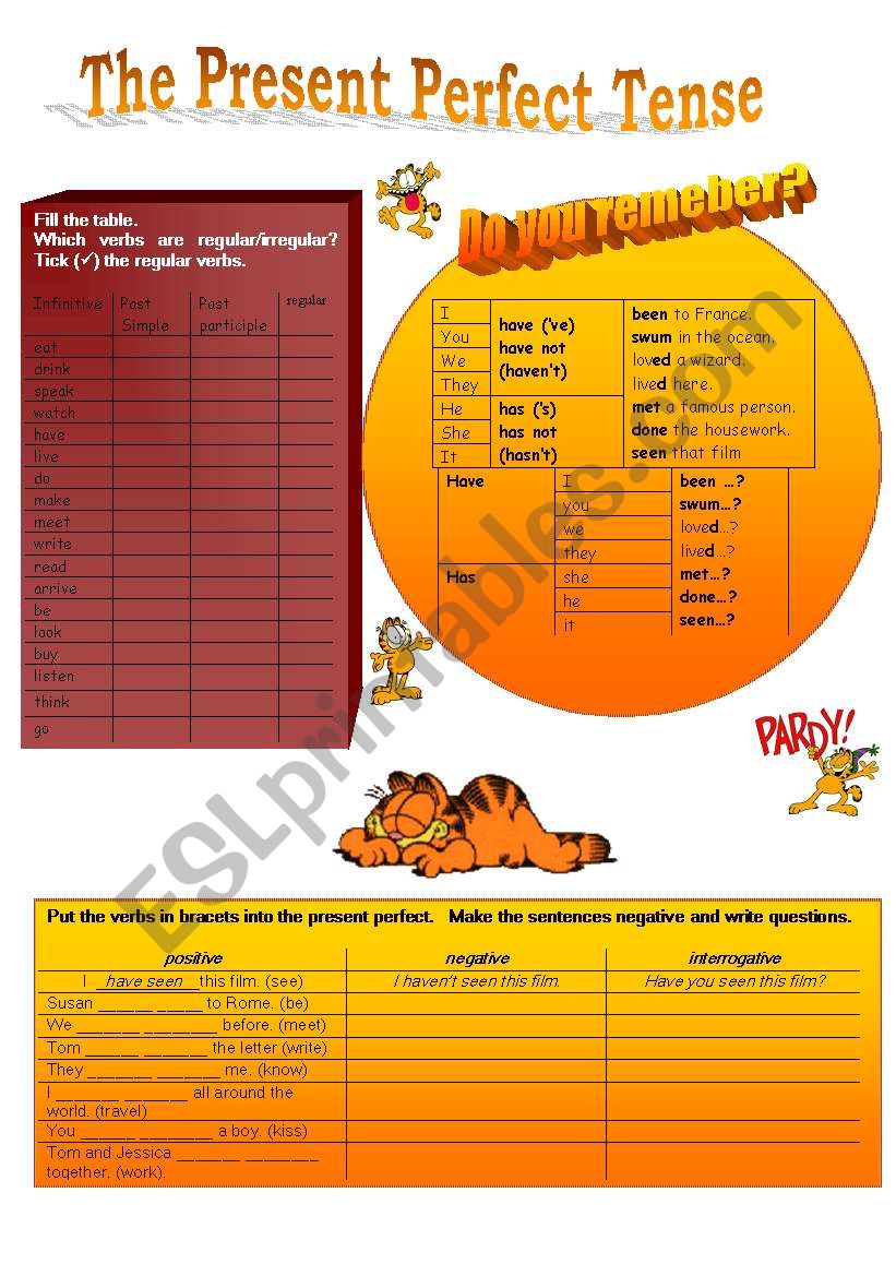 The Present Perfect Tense worksheet