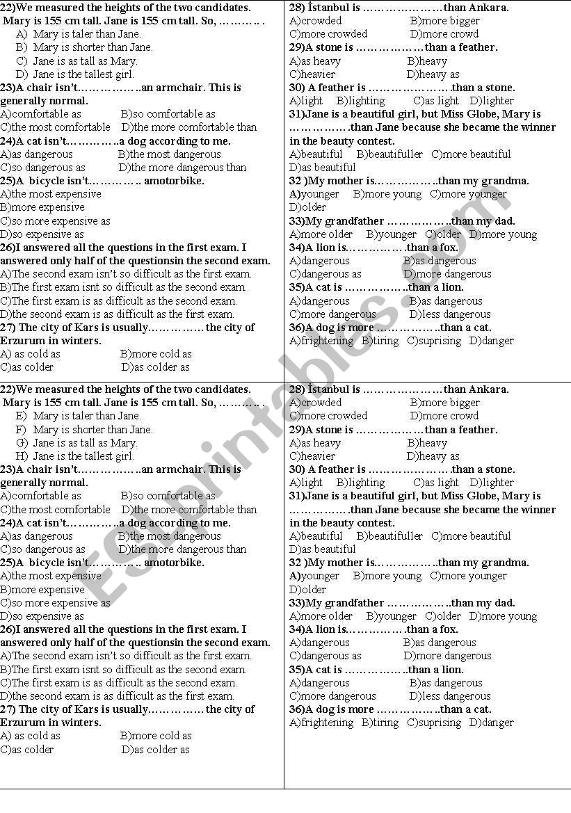 comparative superlative exercise