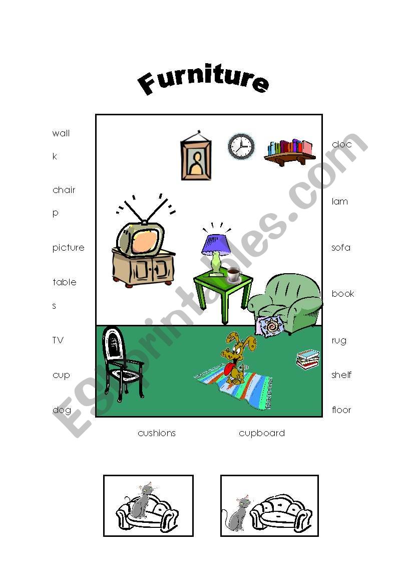 Furniture - living room and prepositions