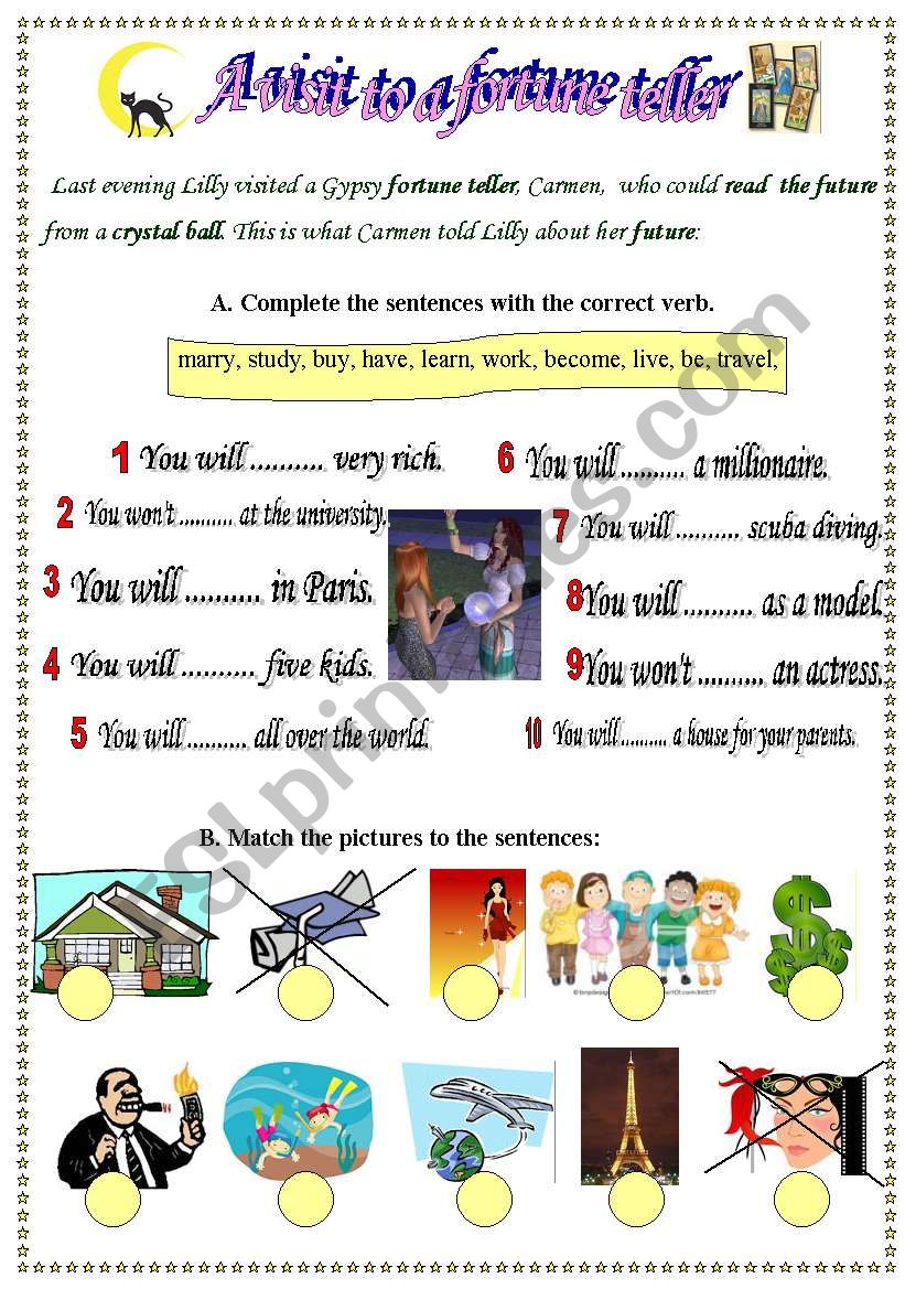 A visit to a fortune teller worksheet