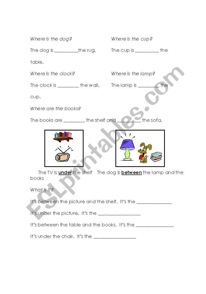 Furniture - living room and prepositions 2