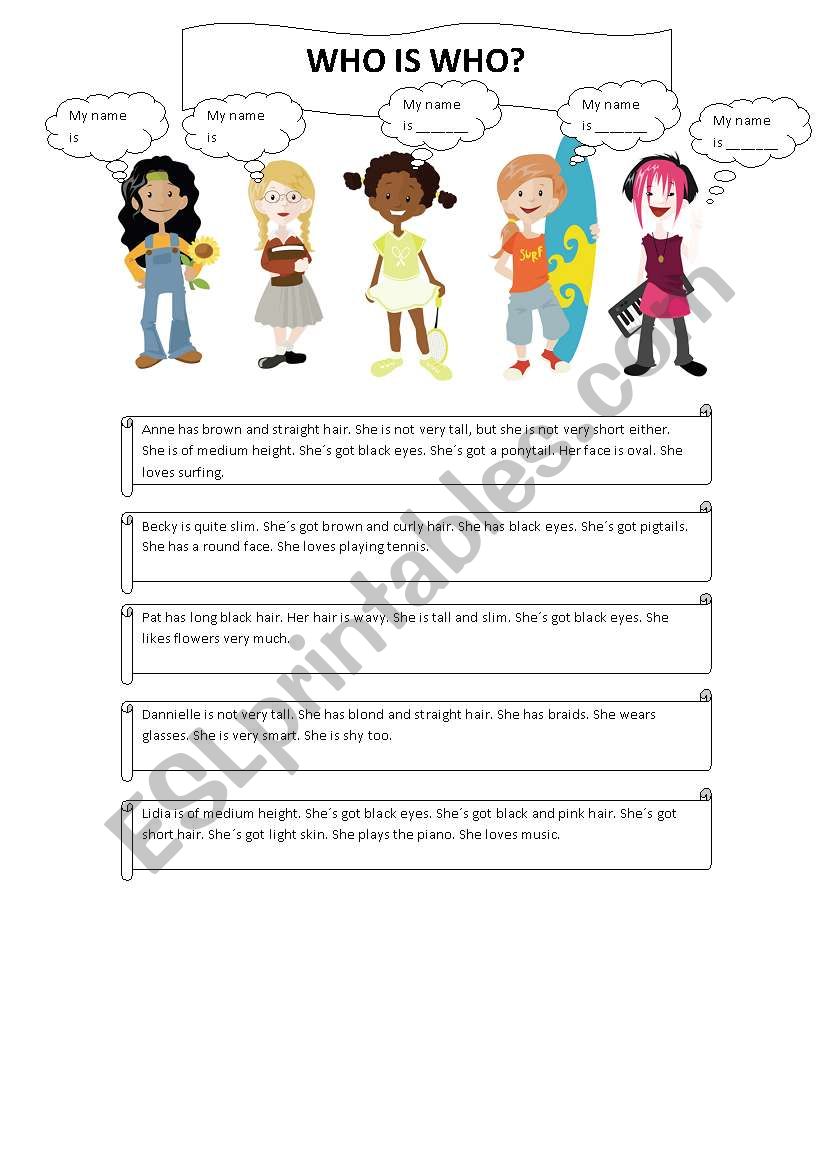 Who am I? worksheet