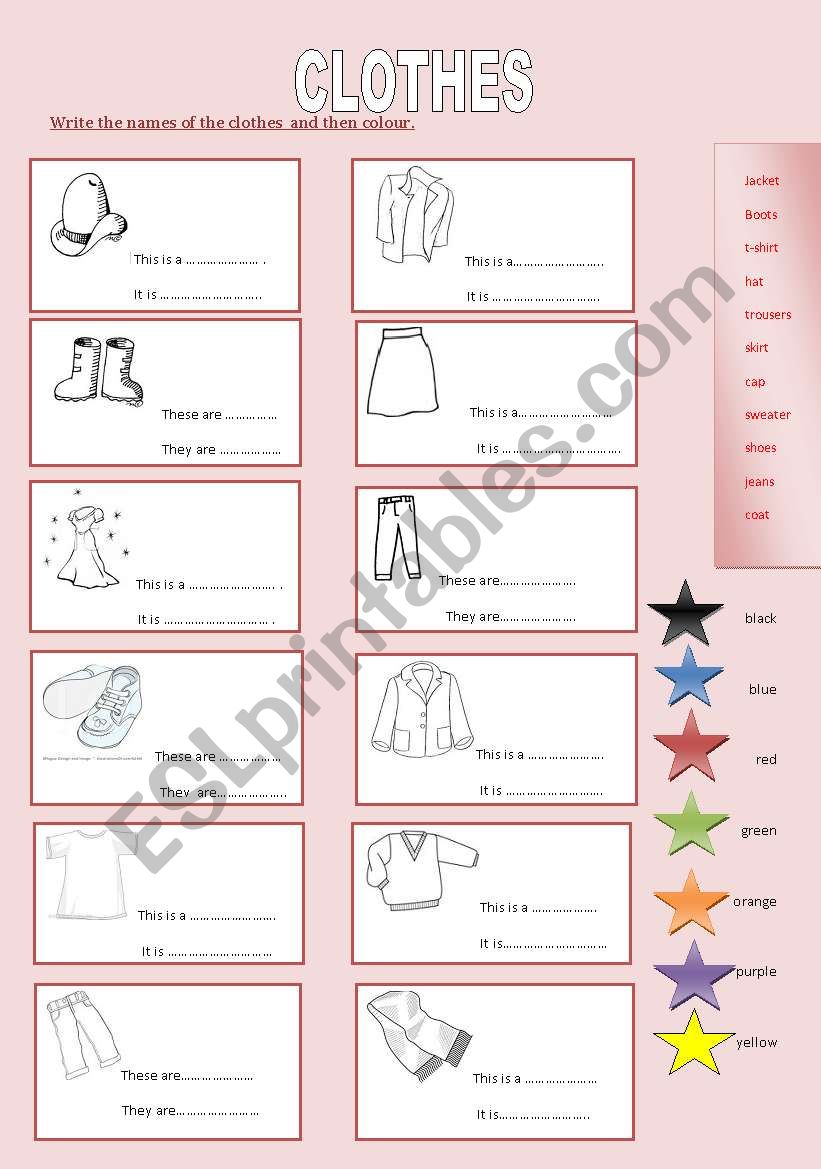 CLOTHES worksheet