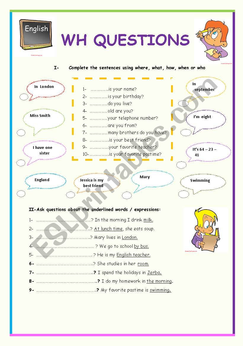 wh quetions worksheet