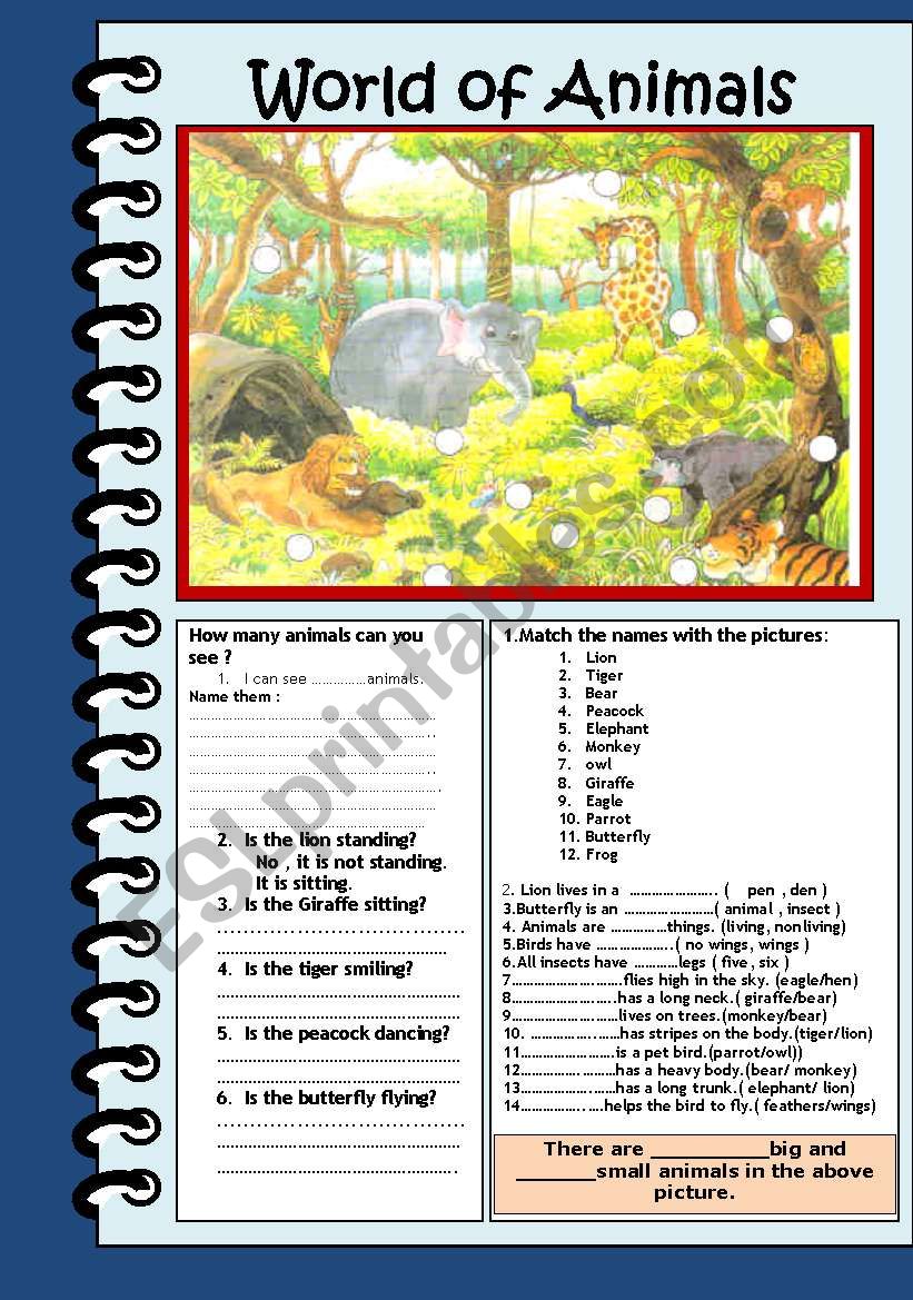 World of animals worksheet