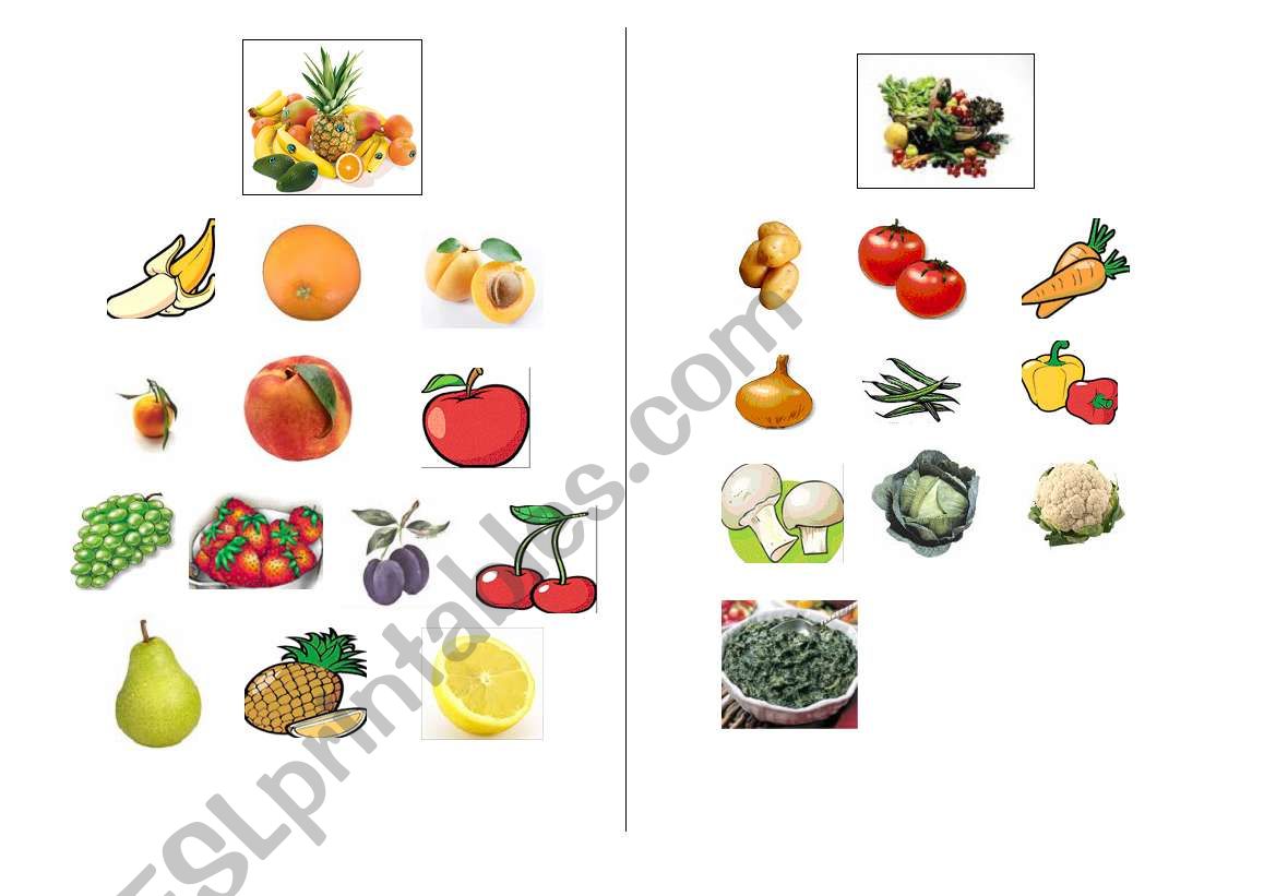 Fruits and Vegetables worksheet