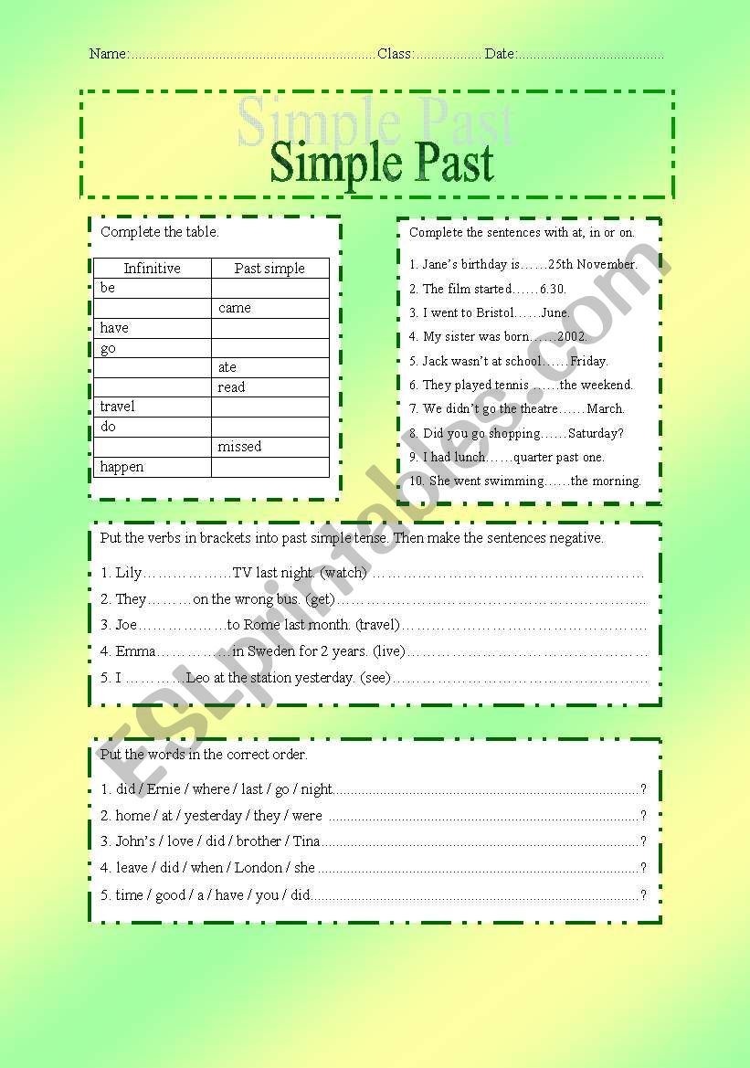 Simple Past - Practice (key included)