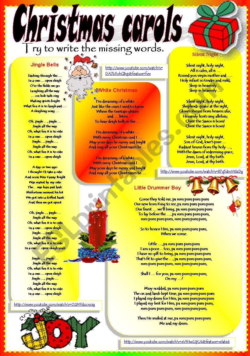 CHRISTMAS CAROLS worksheet