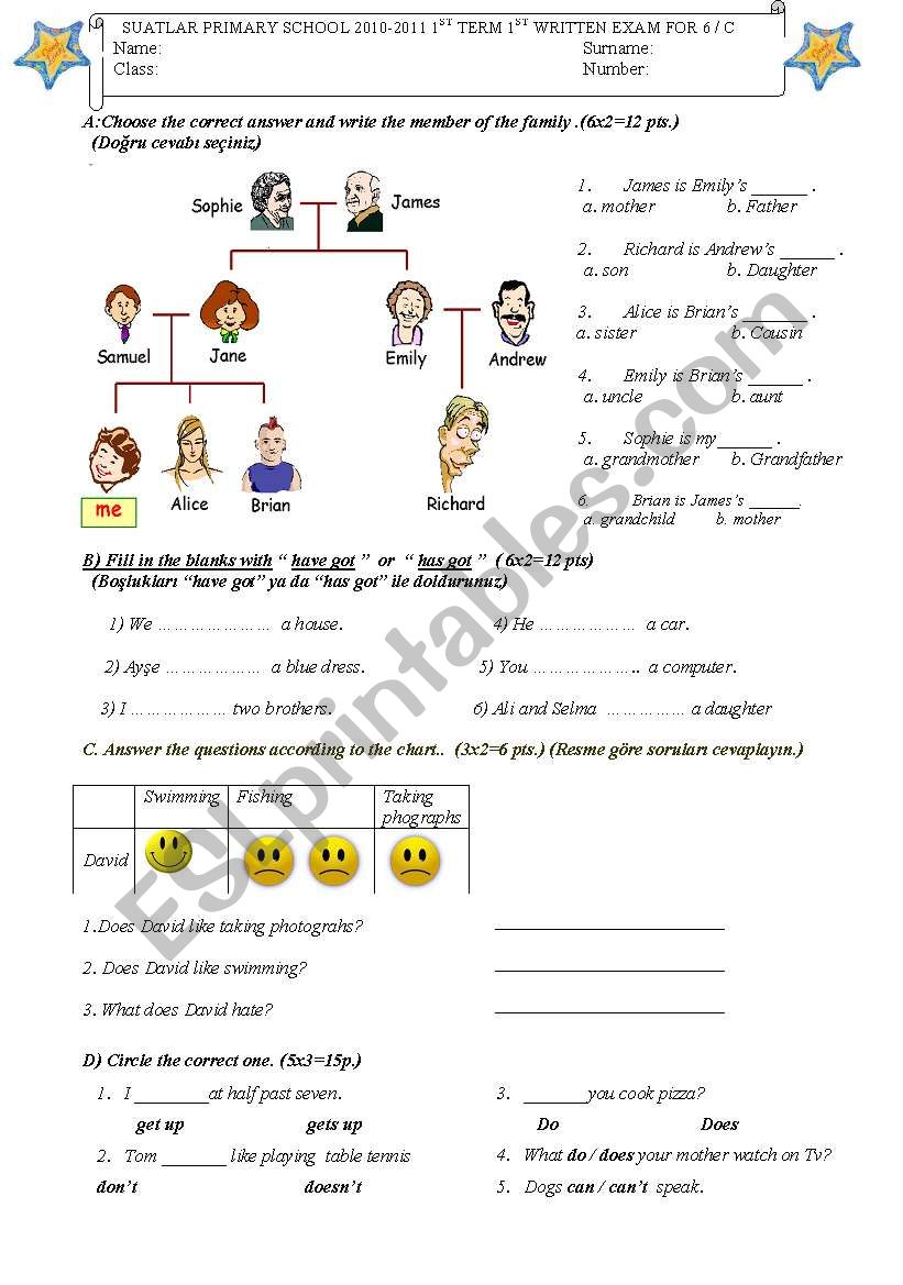 a simple test! worksheet