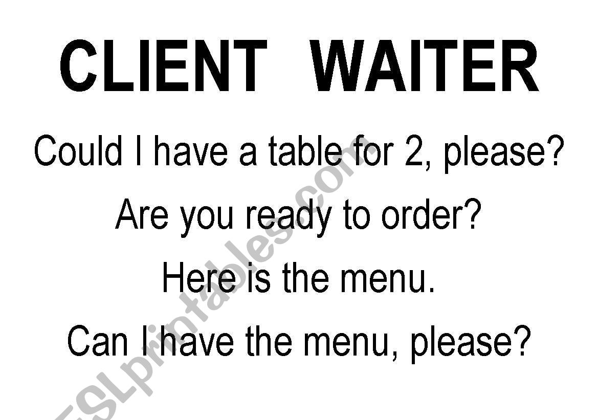 Client X Waiter worksheet