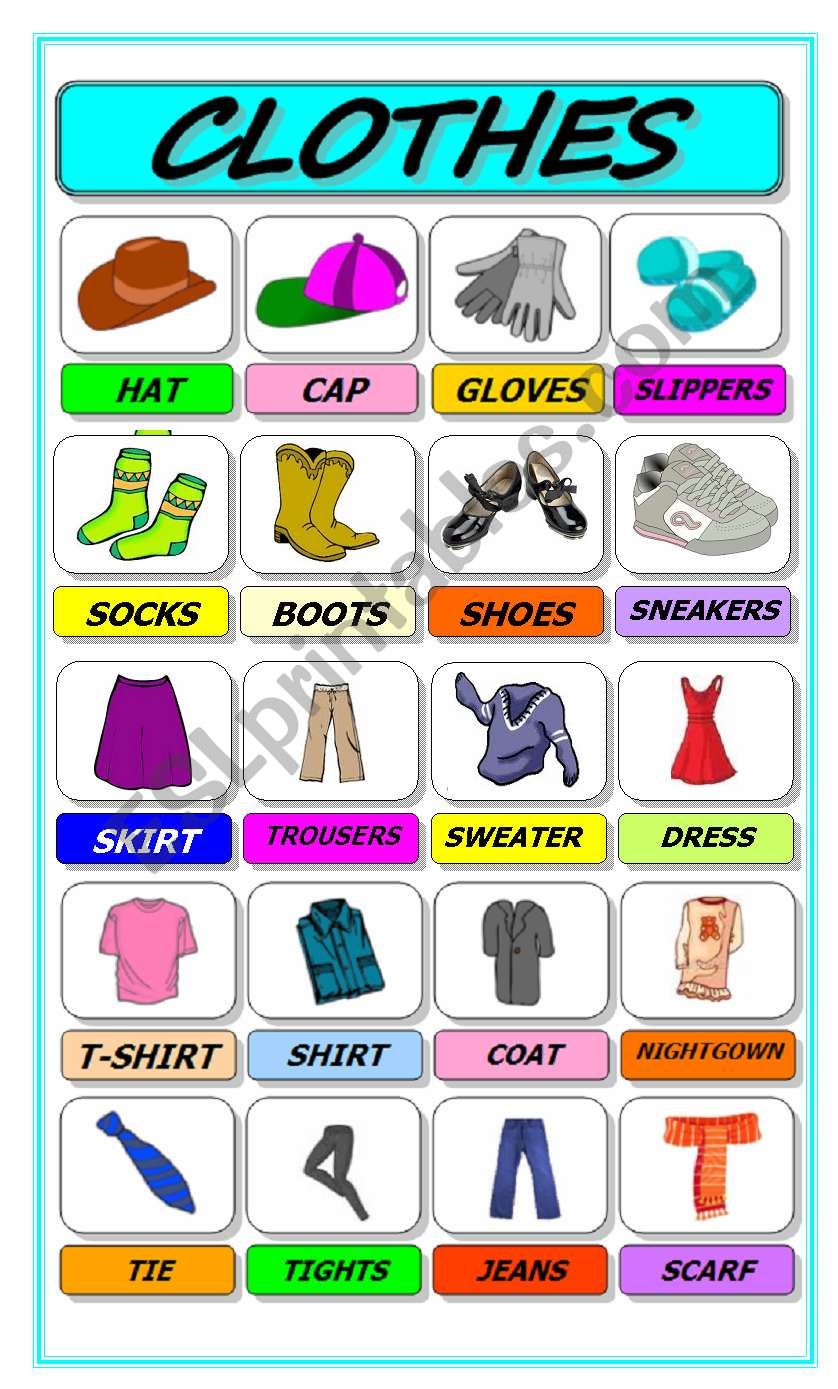 Clothes Pictionary worksheet