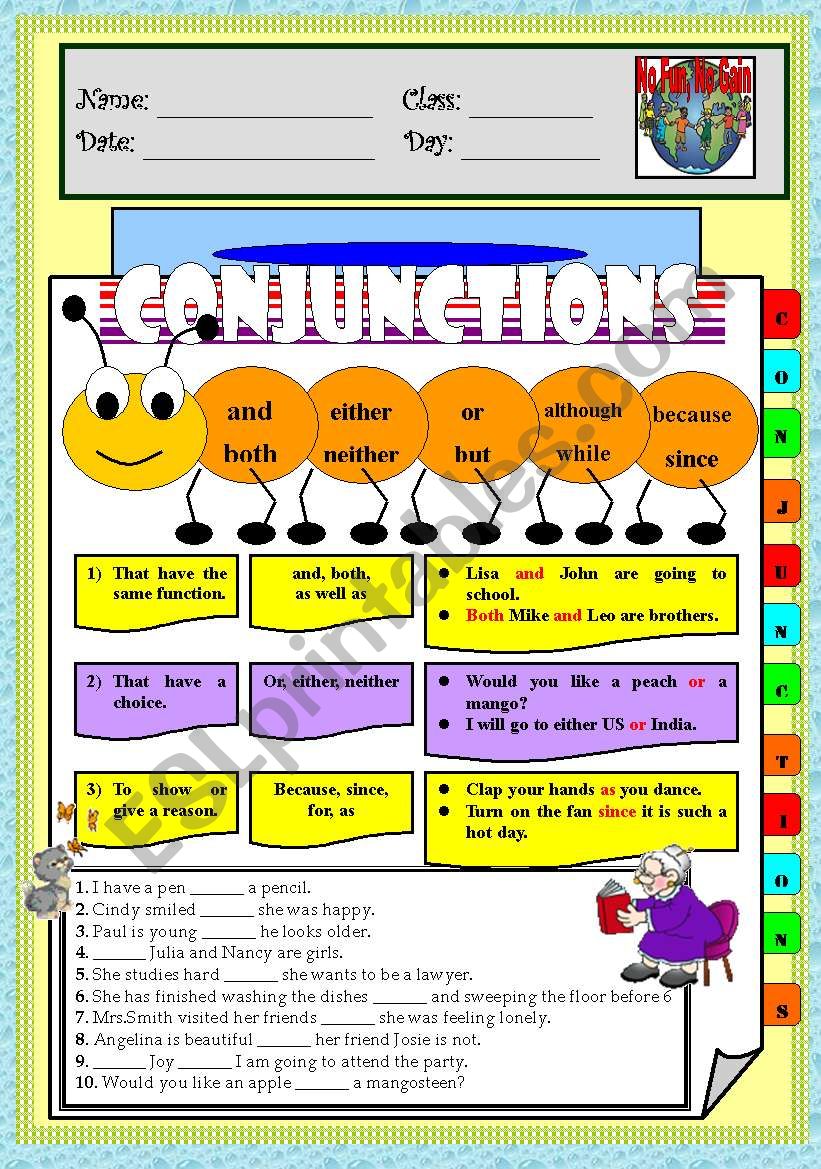 CONJUNCTION worksheet