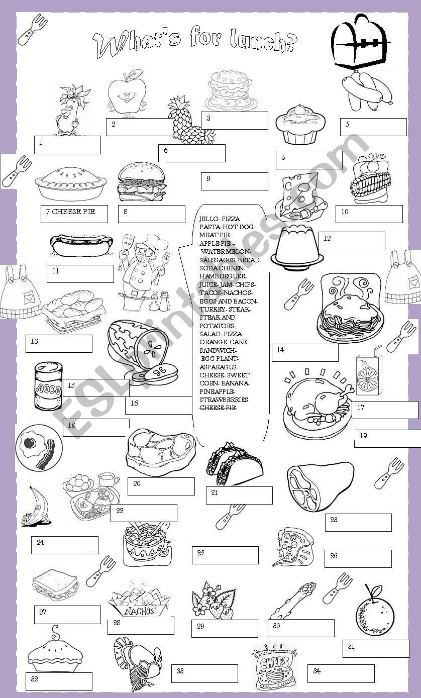 Whats for lunch? worksheet