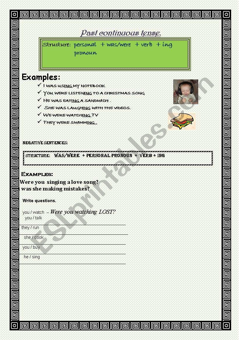 past continuous worksheet
