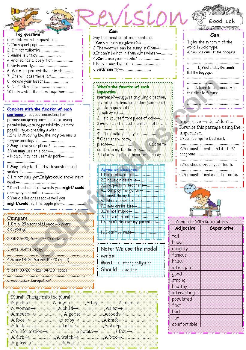 Revision grammar worksheet