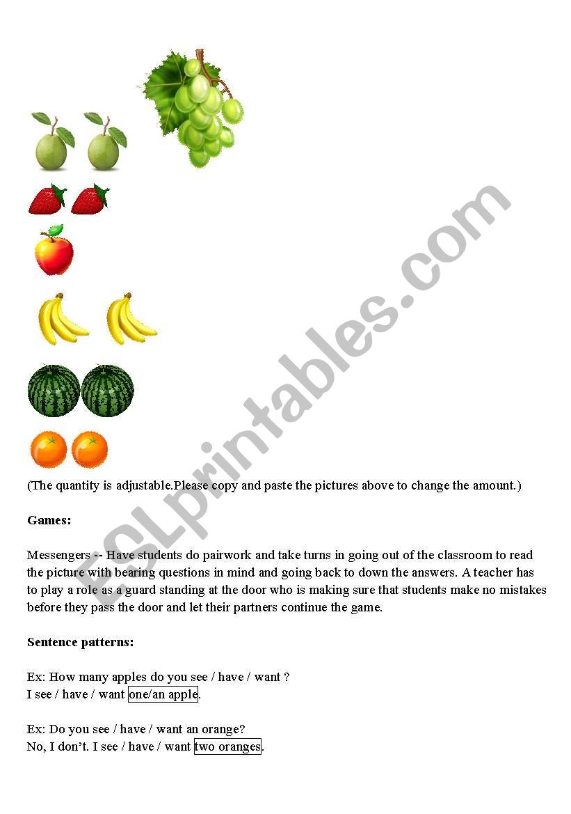 Fruit & Numbers worksheet