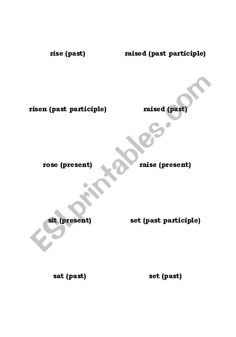 Troublesome verbs: rise/raise, lay/lie, set/sit PART ONE
