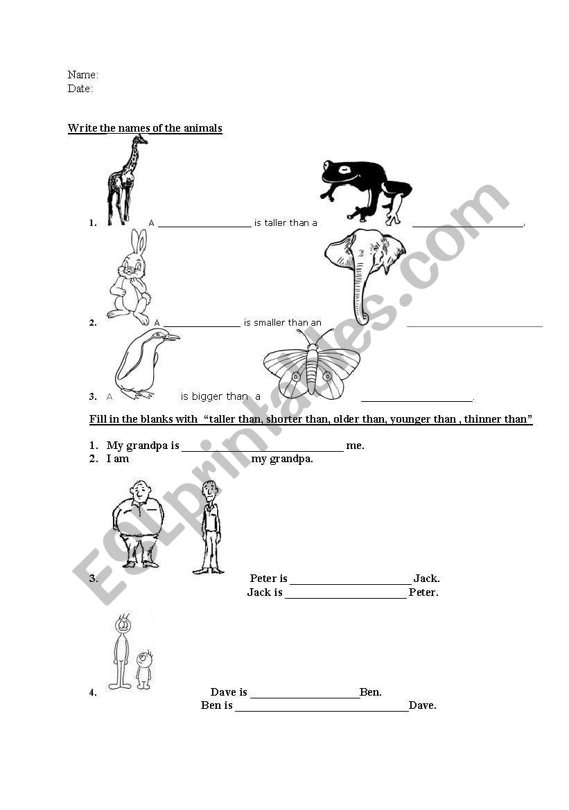 Comparatives worksheet