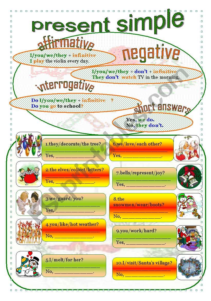 christmas present simple worksheet