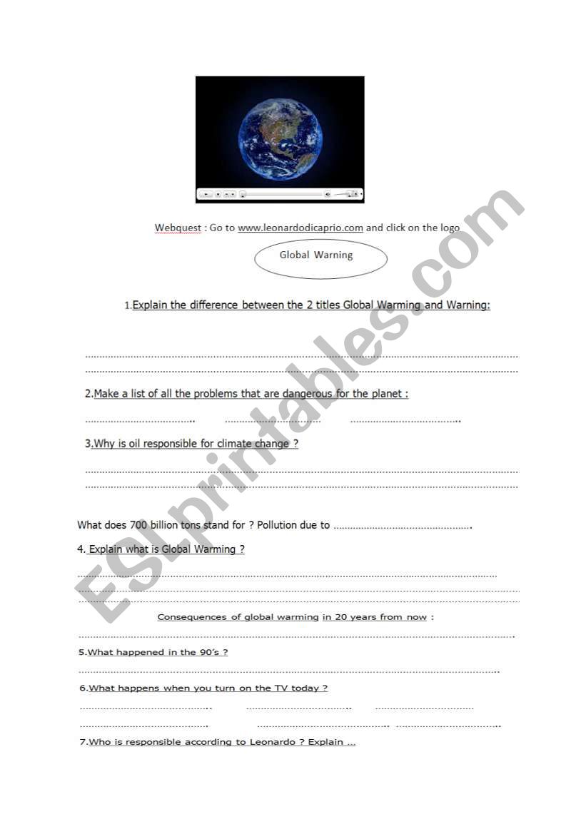 Global Warning  worksheet