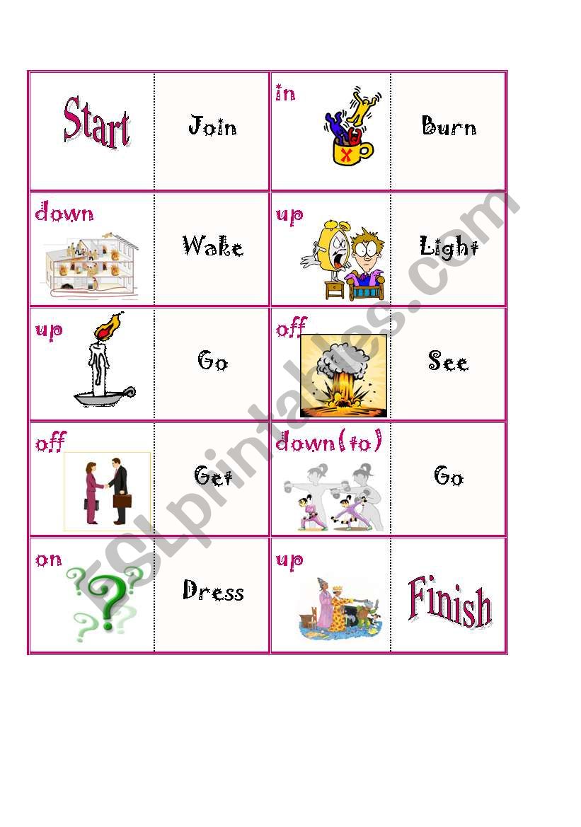Phrasal verbs domino worksheet