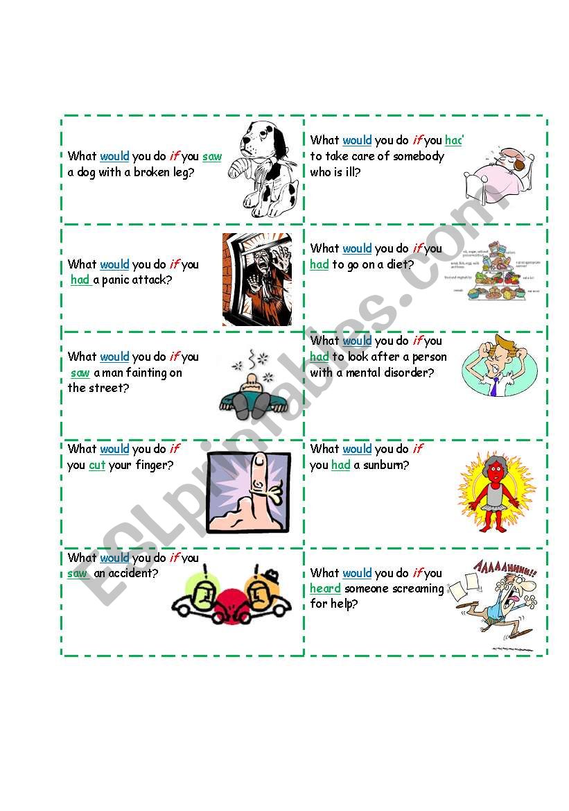 Second conditional speaking cards - health