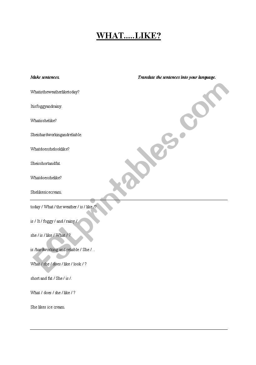 What...like? worksheet