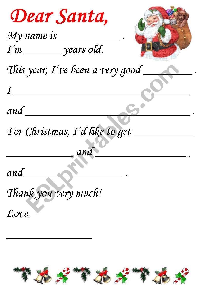 Letter to Santa worksheet