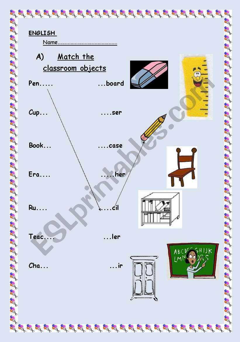 classroom objects worksheet