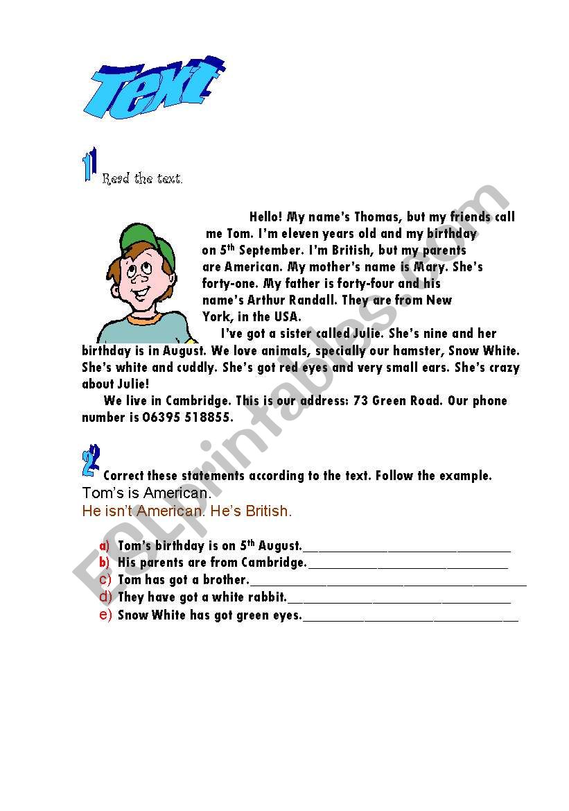 Text worksheet