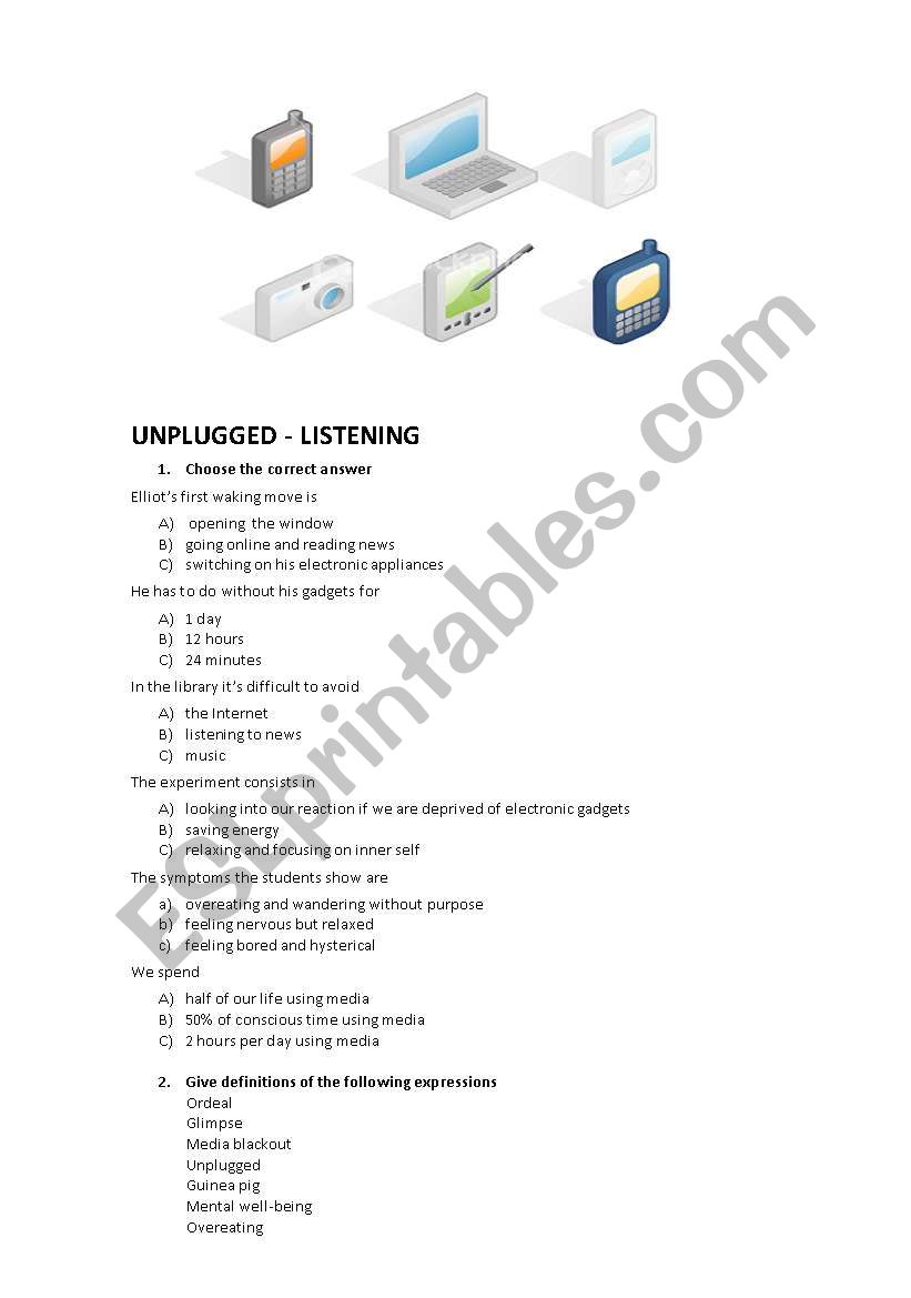 technology - unplugged worksheet