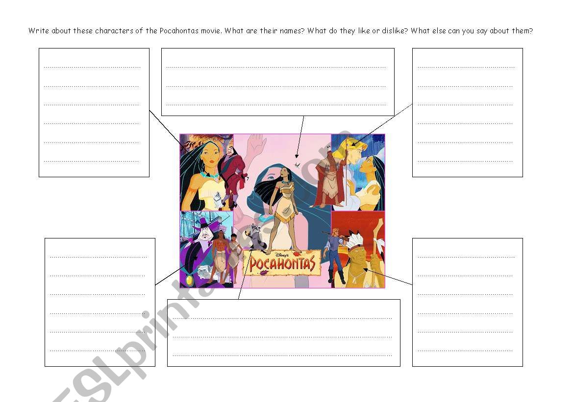 Pocahontas, The movie worksheet