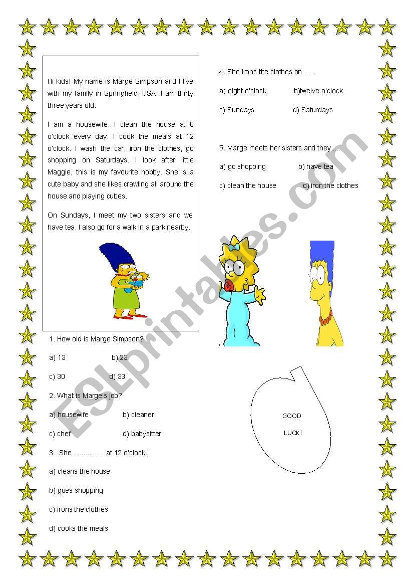 SIMPSON MUMMY - Reading text for elementary